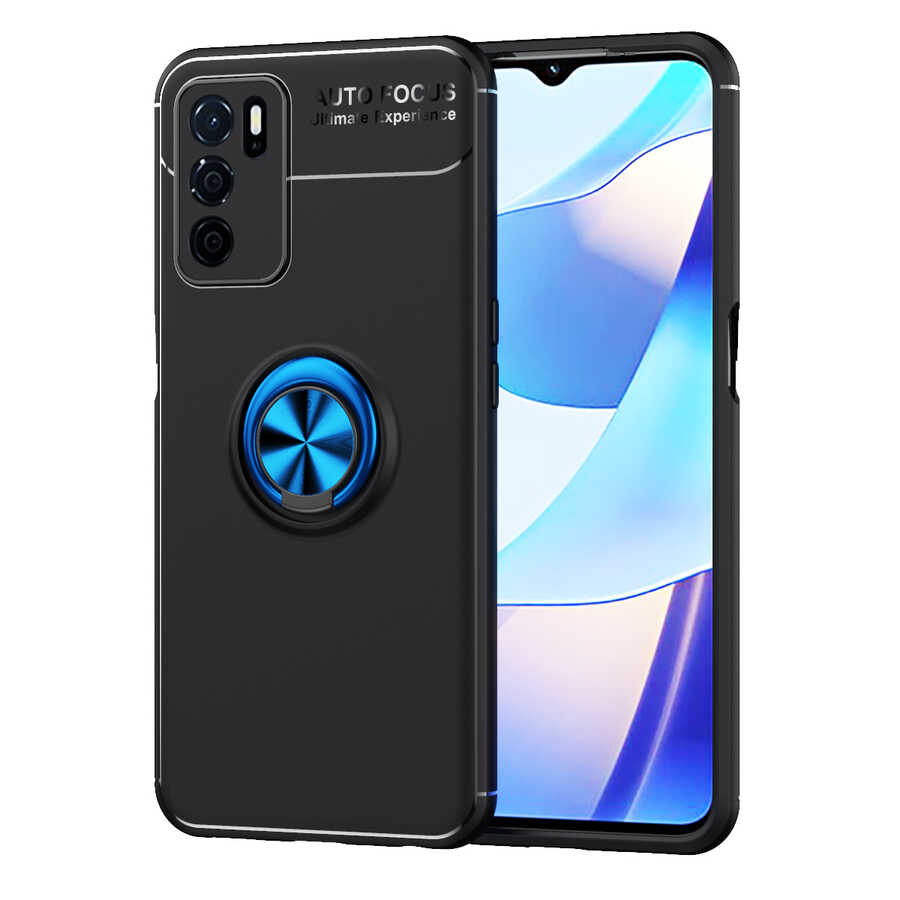 Oppo A16 Kılıf Zore Ravel Silikon Kapak - Siyah-Mavi