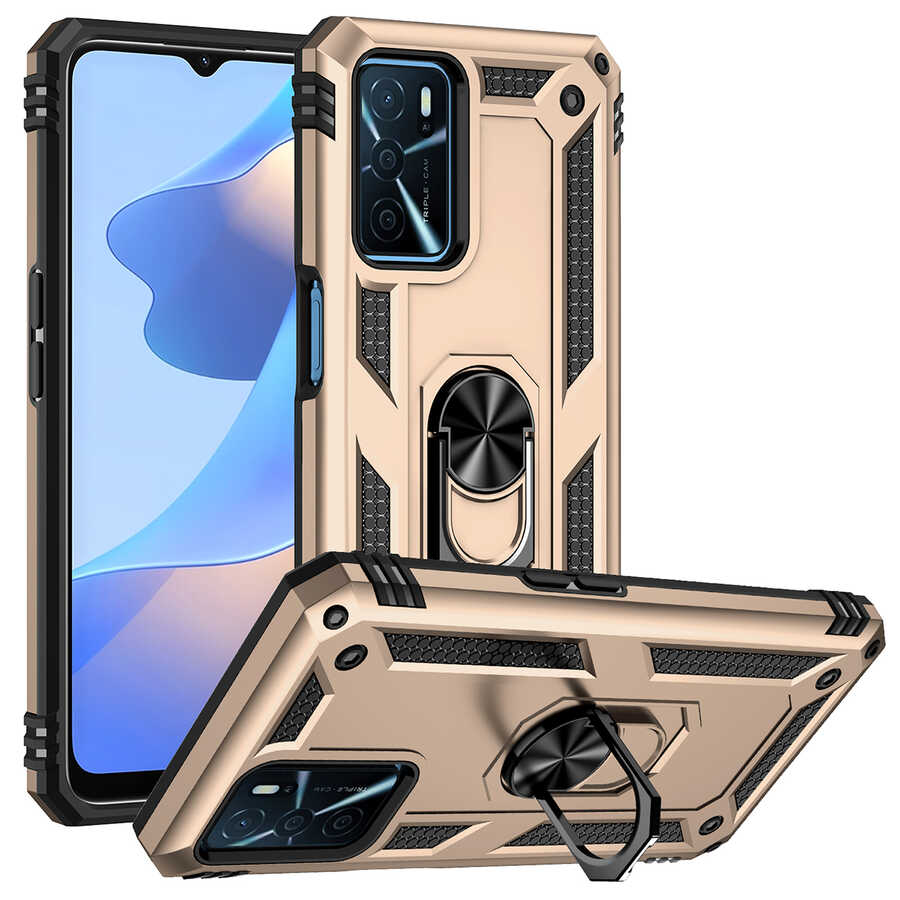 Oppo A16 Kılıf Zore Vega Kapak - Gold