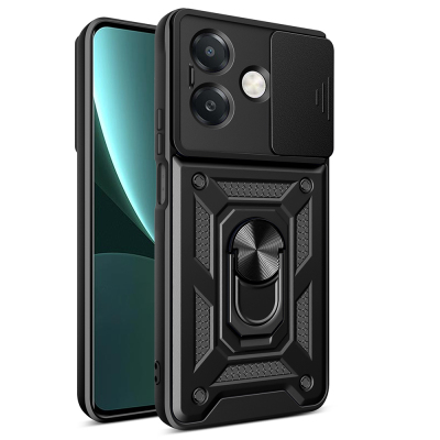 Oppo A3x 4G Kılıf Magnetik Standlı Kamera Korumalı Zore Sürgülü Vega Kapak - Zore