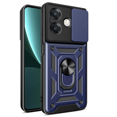 Oppo A3x Kılıf Magnetik Standlı Kamera Korumalı Zore Sürgülü Vega Kapak - Zore