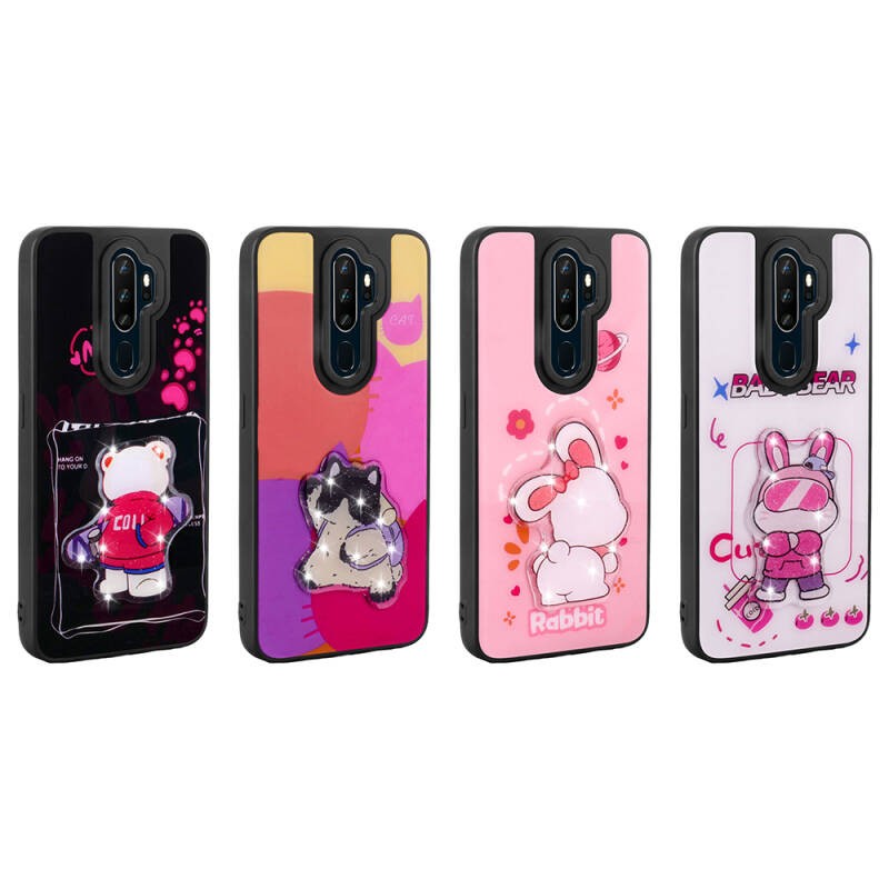 Oppo A5 2020 Case Shining Embossed Iconic Figured Zore Amas Silicone Cover - 11