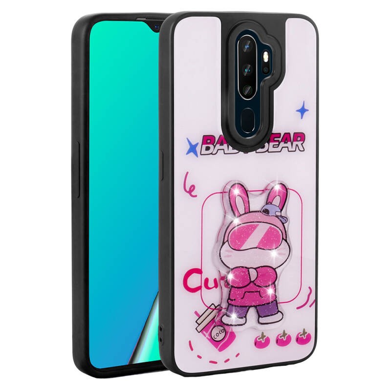 Oppo A5 2020 Case Shining Embossed Iconic Figured Zore Amas Silicone Cover - 4