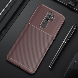Oppo A5 2020 Kılıf Zore Negro Silikon Kapak Kahverengi