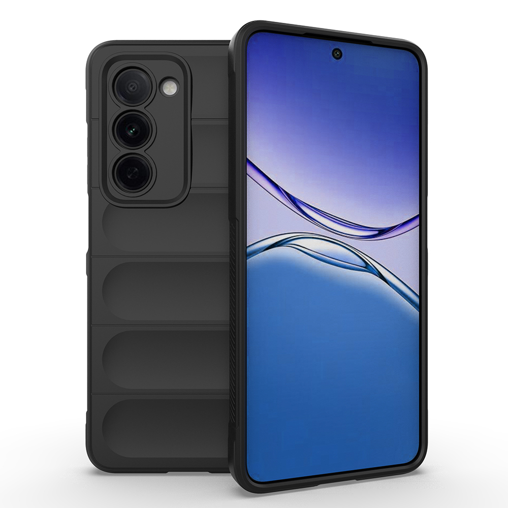 Oppo A5 Kılıf Esnek TPU Oyuklu Arka Yüzey Tasarımlı Zore Etnik Silikon Kapak - Siyah