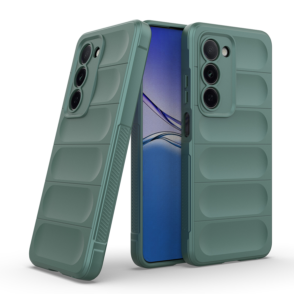 Oppo A5 Kılıf Esnek TPU Oyuklu Arka Yüzey Tasarımlı Zore Etnik Silikon Kapak - Koyu Yeşil