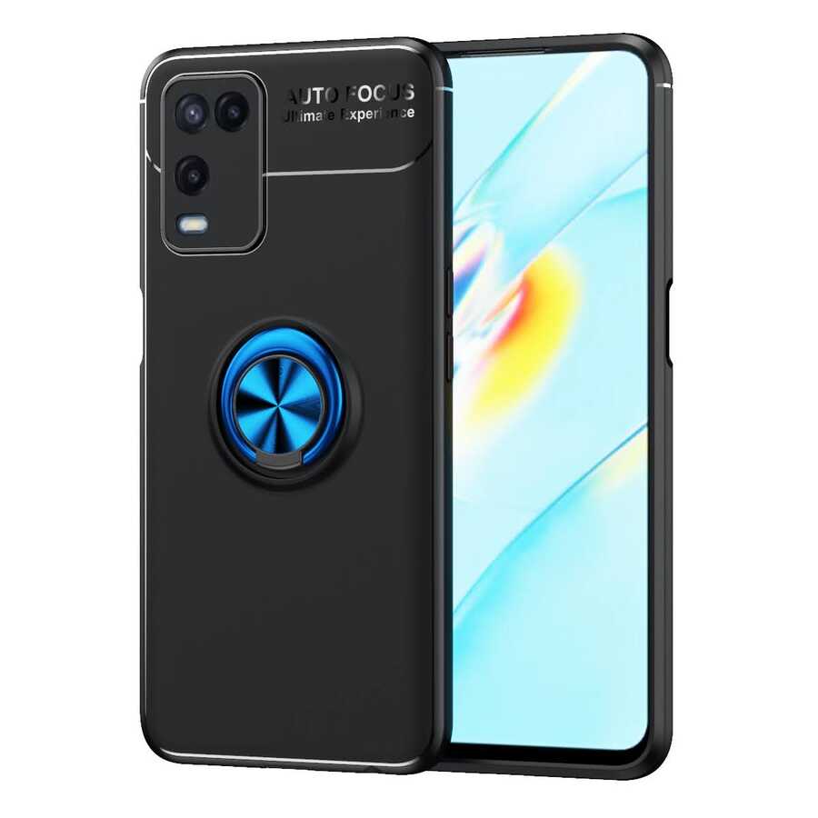 Oppo A54 4G Kılıf Zore Ravel Silikon Kapak - Siyah-Mavi