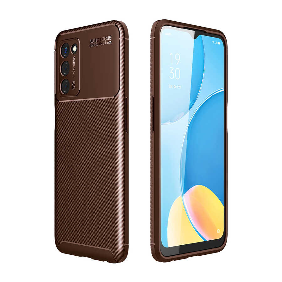 Oppo A55 5G Kılıf Zore Negro Silikon Kapak - Kahverengi
