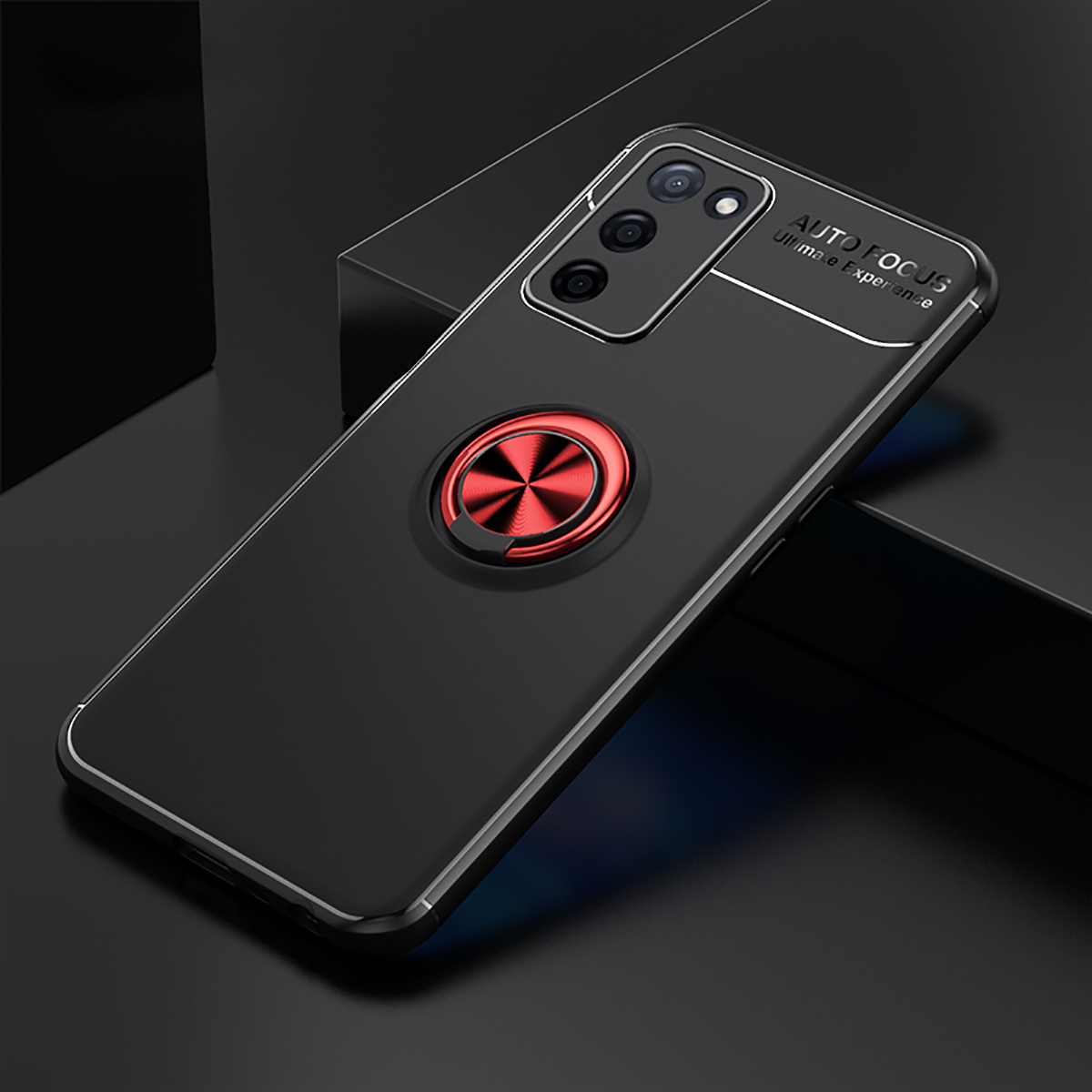 Oppo A55 5G Kılıf Zore Ravel Silikon Kapak - Siyah-Kırmızı