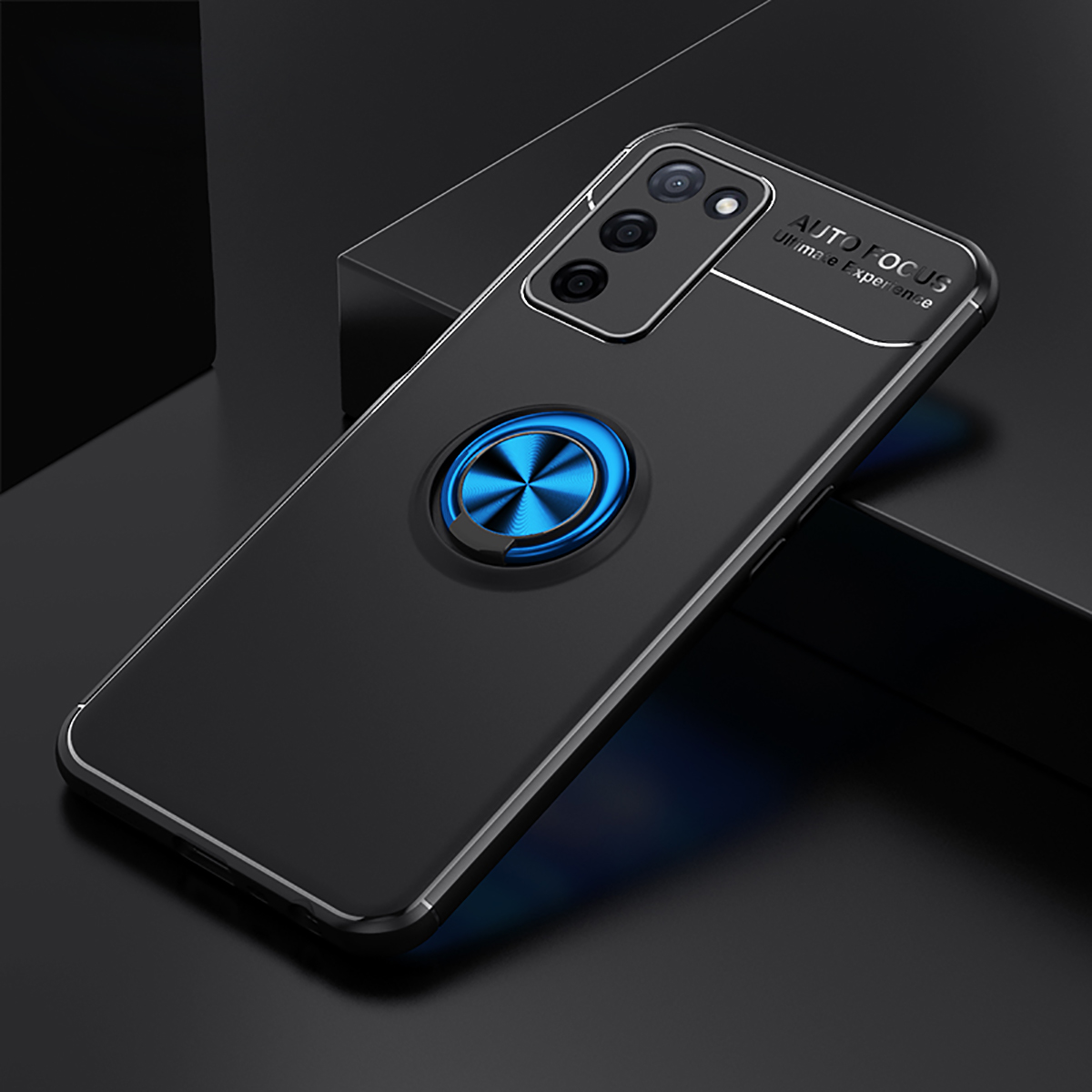 Oppo A55 5G Kılıf Zore Ravel Silikon Kapak - Siyah-Mavi