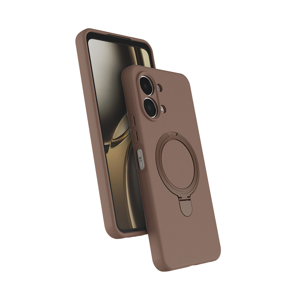 Oppo A6 Pro Kılıf M-safe Şarj Özellikli Standlı Zore Samara Kapak - Desert Gold