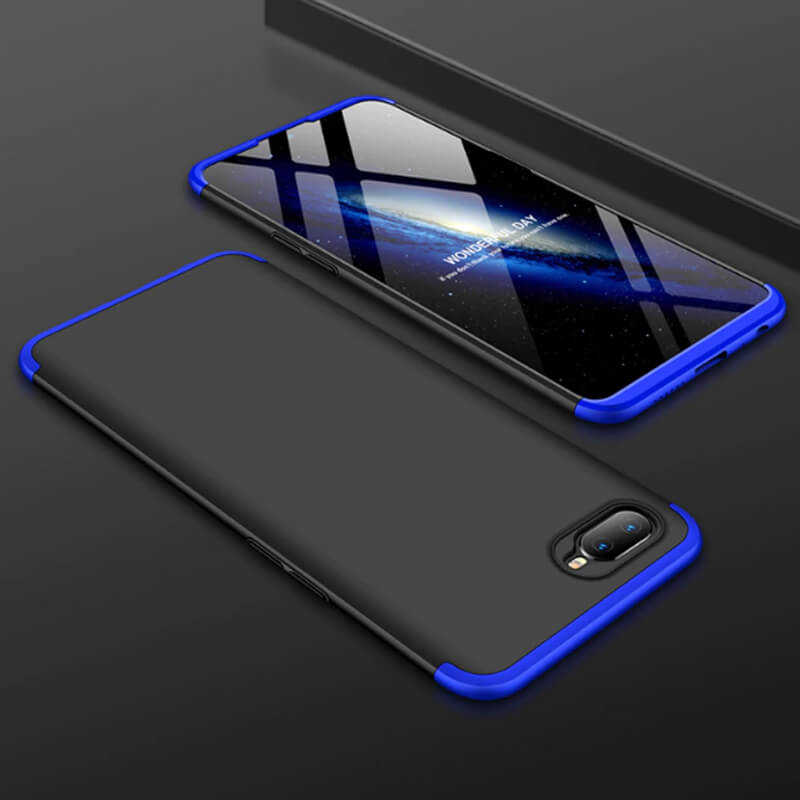 Oppo AX7 Kılıf Zore Ays Kapak - Siyah-Mavi
