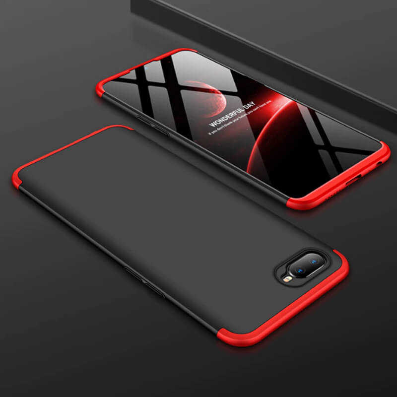 Oppo AX7 Kılıf Zore Ays Kapak - Siyah-Kırmızı