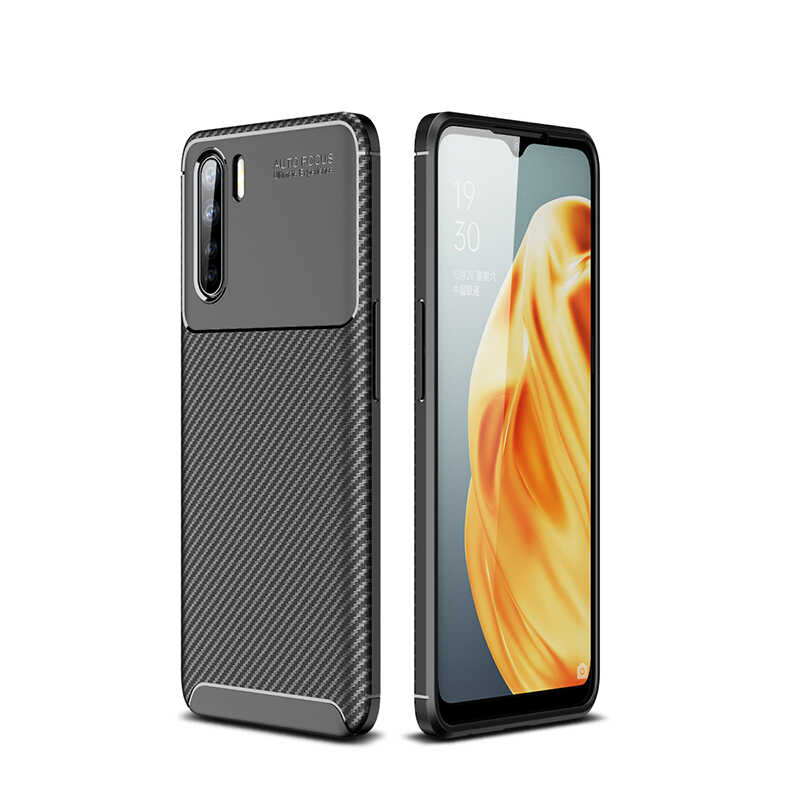 Oppo Reno 3 Kılıf Zore Negro Silikon Kapak - Siyah