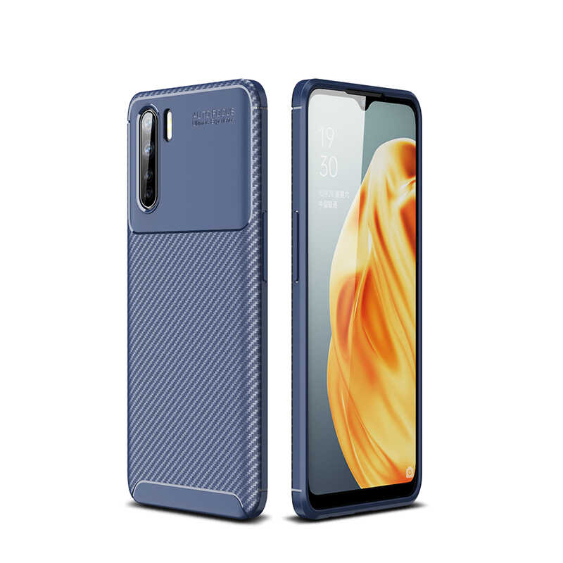 Oppo Reno 3 Kılıf Zore Negro Silikon Kapak - Lacivert