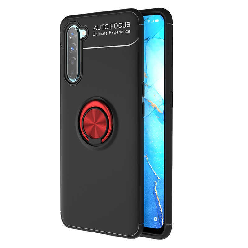 Oppo Reno 3 Kılıf Zore Ravel Silikon Kapak - Siyah-Kırmızı