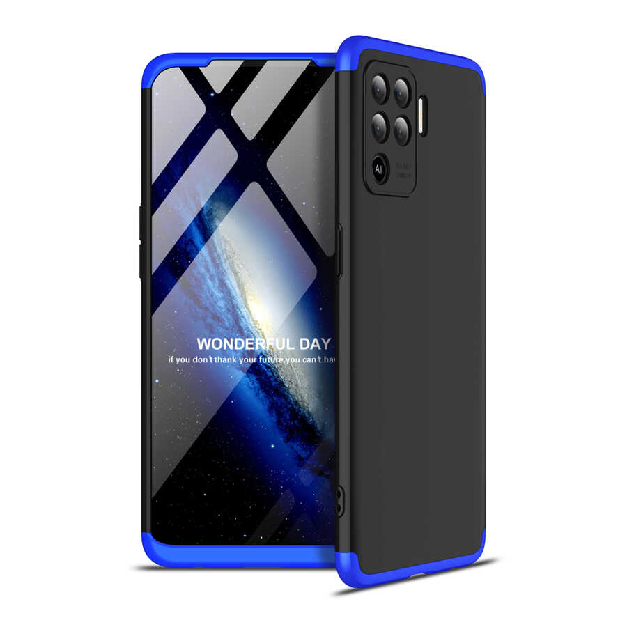 Oppo Reno 5 Lite Kılıf Zore Ays Kapak - Siyah-Mavi