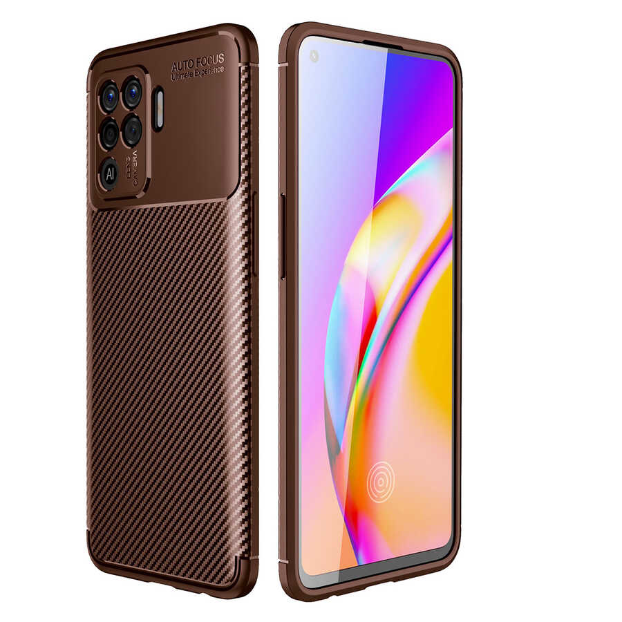 Oppo Reno 5 Lite Kılıf Zore Negro Silikon Kapak - Kahverengi