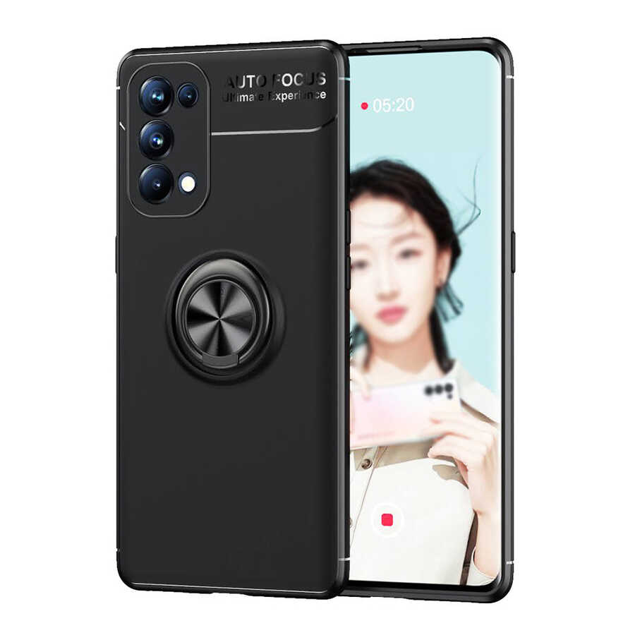 Oppo Reno 5 Pro 5G Kılıf Zore Ravel Silikon Kapak - Siyah