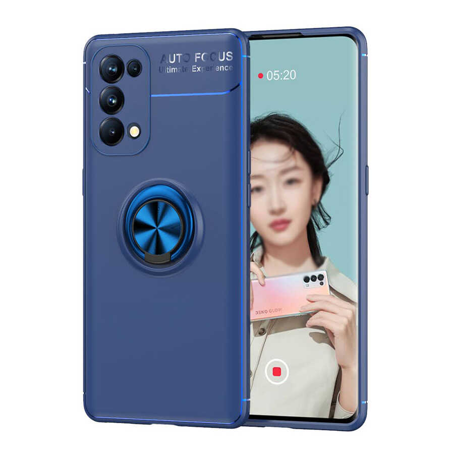 Oppo Reno 5 Pro 5G Kılıf Zore Ravel Silikon Kapak - Mavi