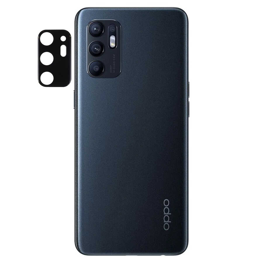 Oppo Reno 6 4G Zore 3D Kamera Camı - Siyah
