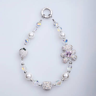 Picocici Diamond Stone Strawberry and Diamond Stone Bear Phone Wrist Strap Lanyard - Picocici