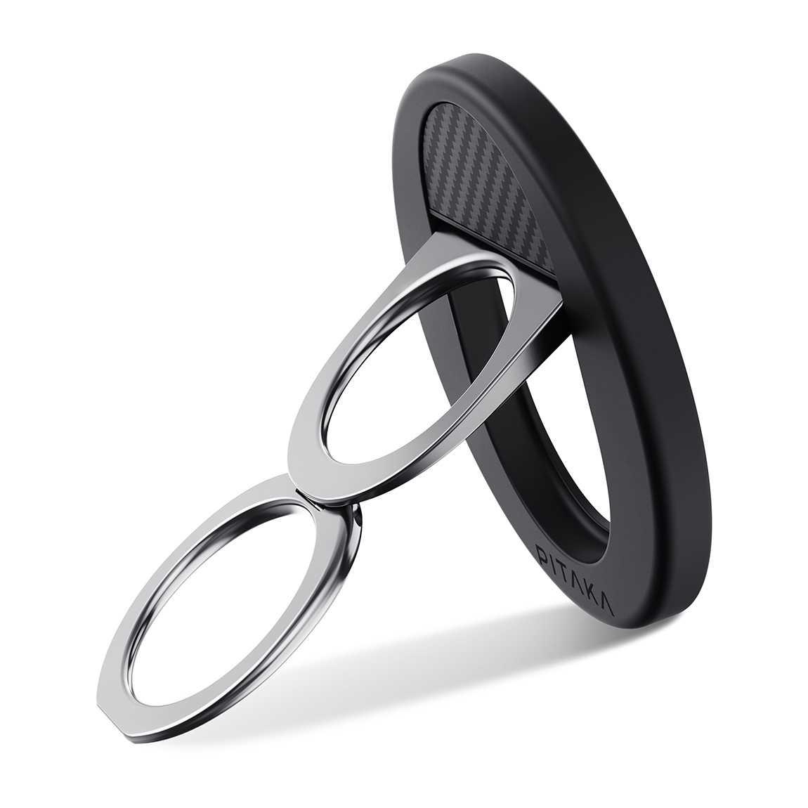 Pitaka 600D Aramid Fiber Classic Serisi Black-Grey Twill MagEZ Grip 3 Magnetik Ring Stand Telefon Tutucu - Siyah-Gri