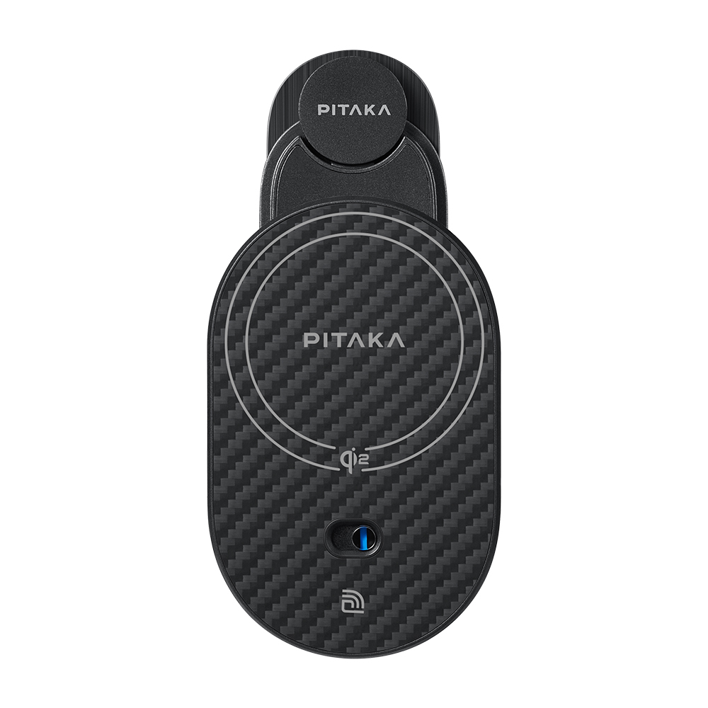 Pitaka MagEZ Pro 2 M-safe Şarj Özellikli Qi2 Aramid Fiber Araç Telefon Tutucu - Siyah