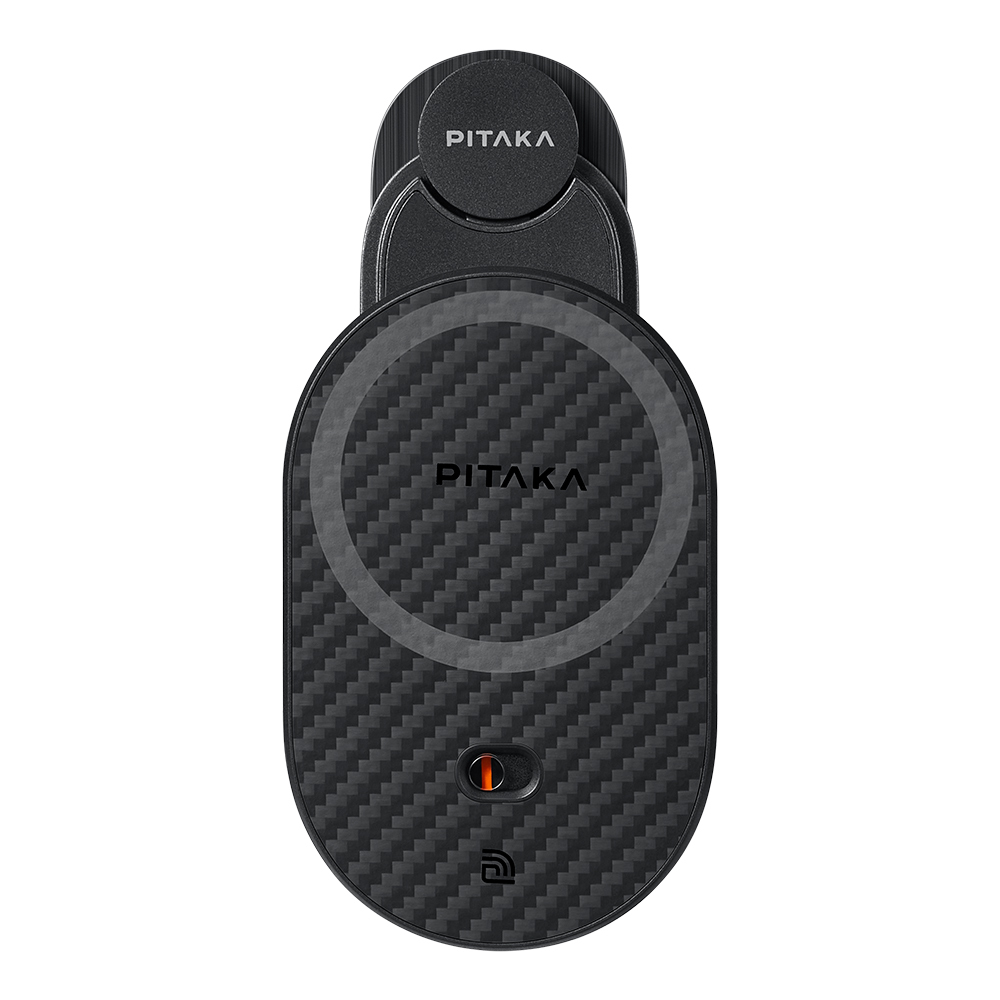 Pitaka MagEZ Pro 2 M-safe Şarj Özellikli Qi2 Tesla Model Y ve Model 3 Uyumlu Aramid Fiber Araç Telefon Tutucu - Siyah