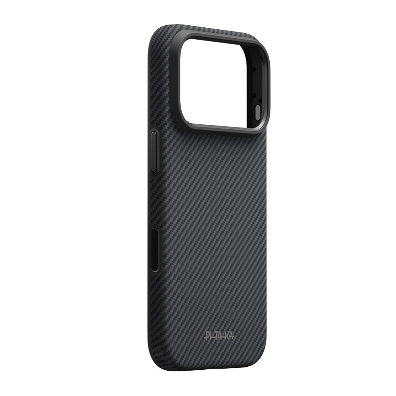 Pitaka Military-Grade Classic Series Case for Apple iPhone 18 Pro – Aramid Carbon Fiber with MagSafe Charging – New Logo Black-Grey Twill Finish - 2