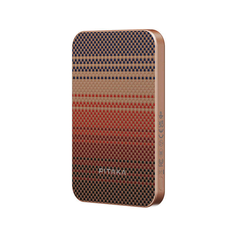 Pitaka Tactile Woven Qi2 Şarj Teknolojili Aramid Fiber M-Safe Powerbank 15W 5000mAh - Kahverengi