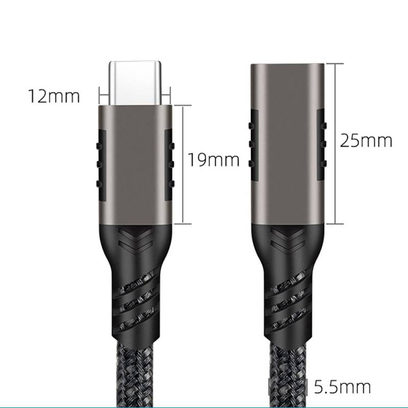Qgeem Extension USB3.2 Type-C PD Uzatma Kablosu 100W 20Gbps 4K@60Hz 0.2 Metre - 15
