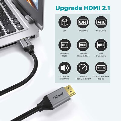 Qgeem QG-AV17 Görüntü ve Ses Aktarıcı HDMI Kablo 2.1 Versiyon 8K HD Kalite 48Gbps 0.91 metre