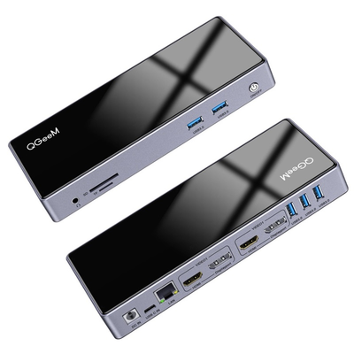 Qgeem QG-D6902 All in One Çoğaltıcı Type-C Hub Docking Station 4K-5K Displayport HDMI Destekli