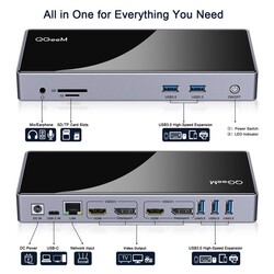 Qgeem QG-D6902 All in One Çoğaltıcı Type-C Hub Docking Station 4K-5K Displayport HDMI Destekli - 3