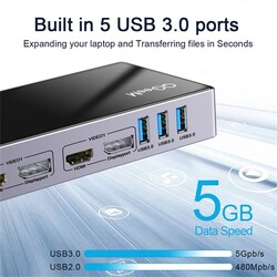 Qgeem QG-D6902 All in One Çoğaltıcı Type-C Hub Docking Station 4K-5K Displayport HDMI Destekli - Thumbnail