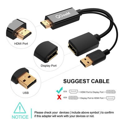 Qgeem QG-HD01 HDMI To Display Port Dönüştürücü - 3