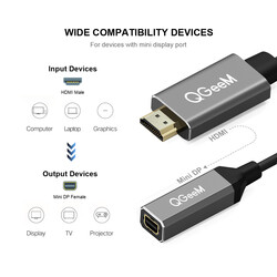 Qgeem QG-HD02 HDMI To Mini Display Port Dönüştürücü - Thumbnail