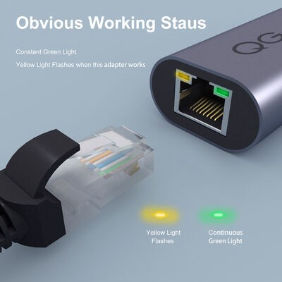 Qgeem QG-UA05 RJ45 to Type-C Süper Hızlı Ethernet Dönüştürücü Kablo 1000Mbps 11cm - 5