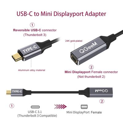 Qgeem QG-UA08 Type-C To Mini Display Dönüştürücü - 4