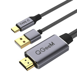 Qgeem QG-UA12 Type-C To HDMI 2 in 1 Kablo - Qgeem