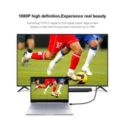 Qgeem QG-UA17 Type-C to VGA Adaptörü Yüksek Çözünürlüklü Dönüştürücü Kablo 1080p 60Hz 1.2 Metre - 7
