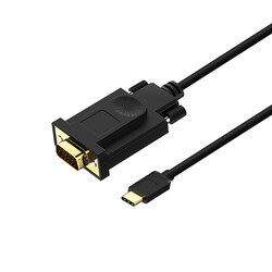 Qgeem QG-UA17 Type-C to VGA Adaptörü Yüksek Çözünürlüklü Dönüştürücü Kablo 1080p 60Hz 1.8 metre - Qgeem