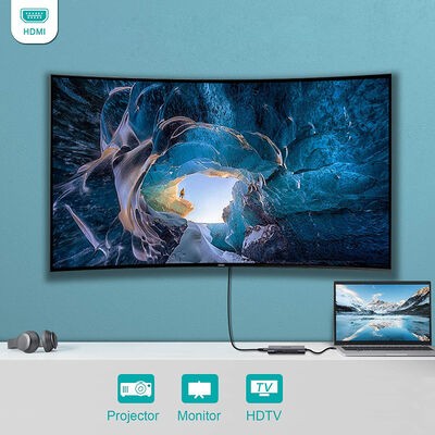 Qgeem QG-UH07-A Type-C Çoğaltıcı ve Dönüştürücü Hub Usb 3.0 HDMI 4K SD Kart 85W 5120Mbps - 4
