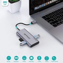 Qgeem QG-UH07-A Type-C Çoğaltıcı ve Dönüştürücü Hub Usb 3.0 HDMI 4K SD Kart 85W 5120Mbps - 5
