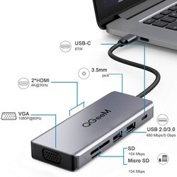 Qgeem QG-UH09 9 in 1 Usb Hub - 2