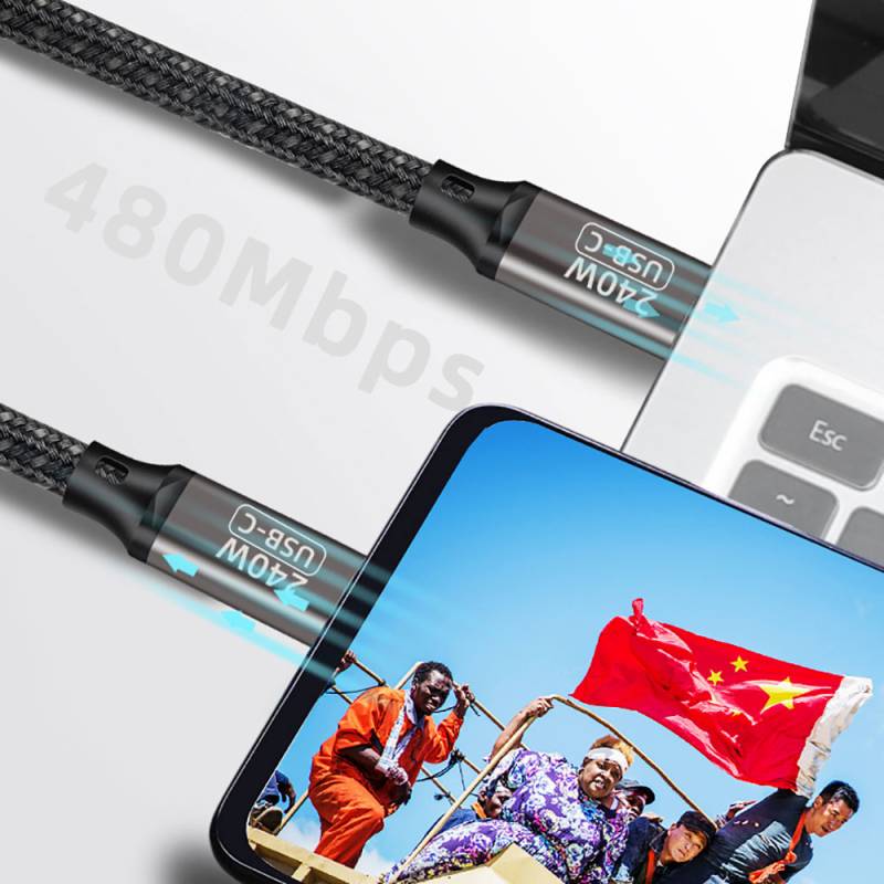 Qgeem QG02 Type-C to Type-C PD3.1 Data Kablosu 240W 480Mbps 3 Metre - 11