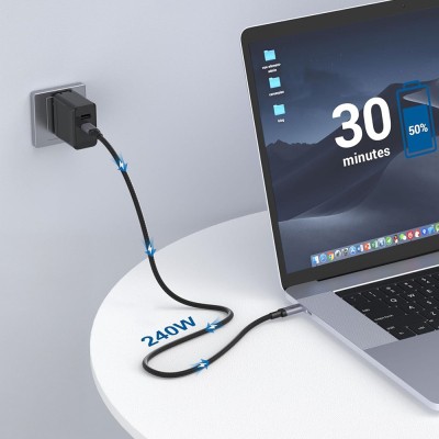 Qgeem QG03 Type-C to Type-C PD 40G 8K@60Hz Data Kablosu 240W 2M - 3