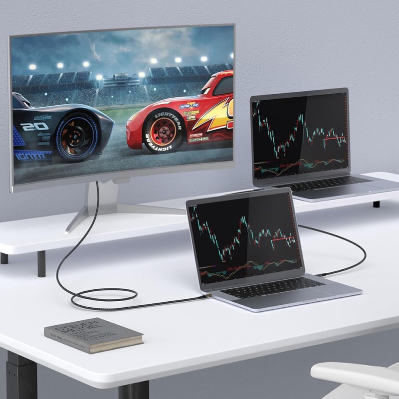 Qgeem QG04 Dijital LED Göstergeli Type-C to Type-C PD 40G 8K@60Hz Data Kablosu 240W 1M - 5
