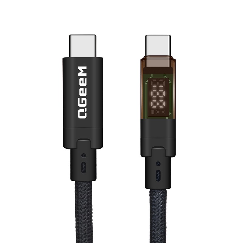 Qgeem QG04 Dijital LED Göstergeli Type-C to Type-C PD 40G 8K@60Hz Data Kablosu 240W 1M - 3