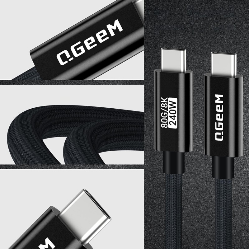 Qgeem QG05 Type-C to Type-C USB5 PD Data Kablosu 240W 80Gbps 8K@60Hz 1.2 Metre - 6
